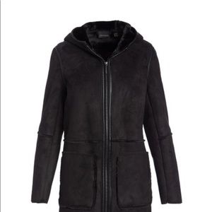 Black Faux Shearling Jacket - Women Weatherproof used gently